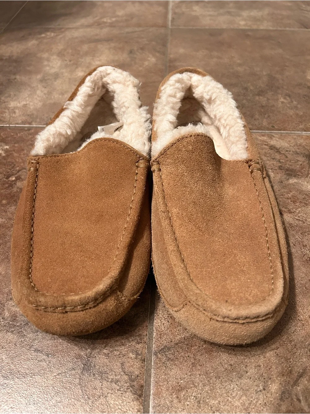 UGG Kids Chestnut Brown Shearling Lined Slippers - Size 7