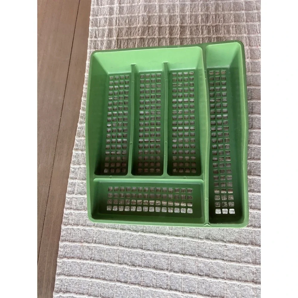 Vintage Deka Plastics Avocado Green Silverware Drawer Organizer Tray No 196 USA