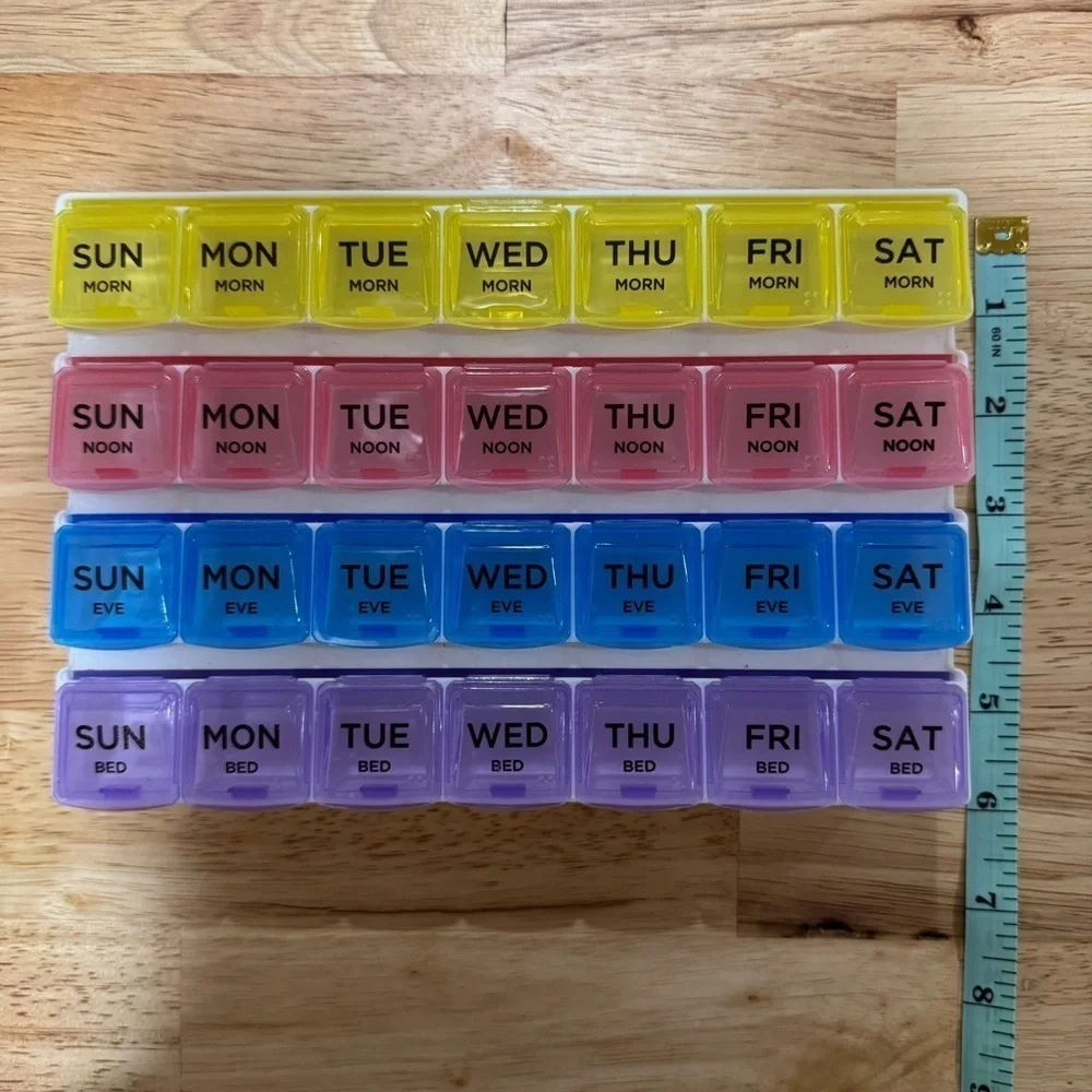 Weekly Pill Organizer with Color-Coded Compartments