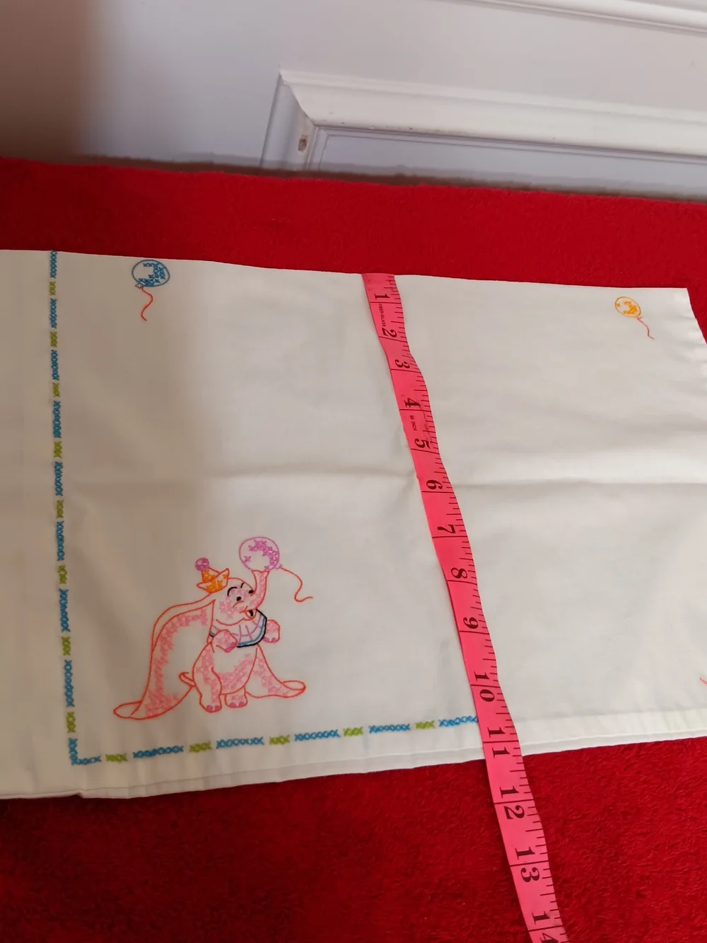 Embroidered Elephant & Bunny Vintage Cotton Crib Sheet Set - Pink, Blue, Cream