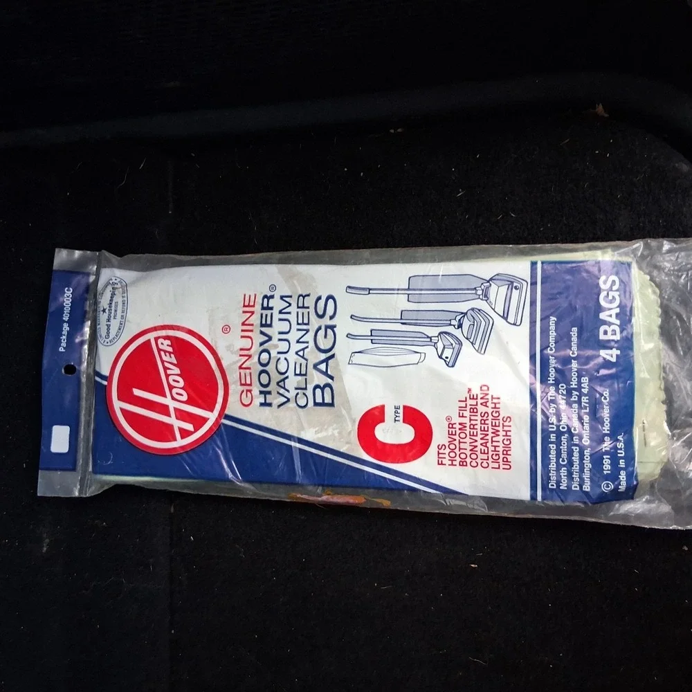 New Genuine HOOVER Type C 4 Vacuum‎ Bags Bottom Fill Convertible Cleaner NOS