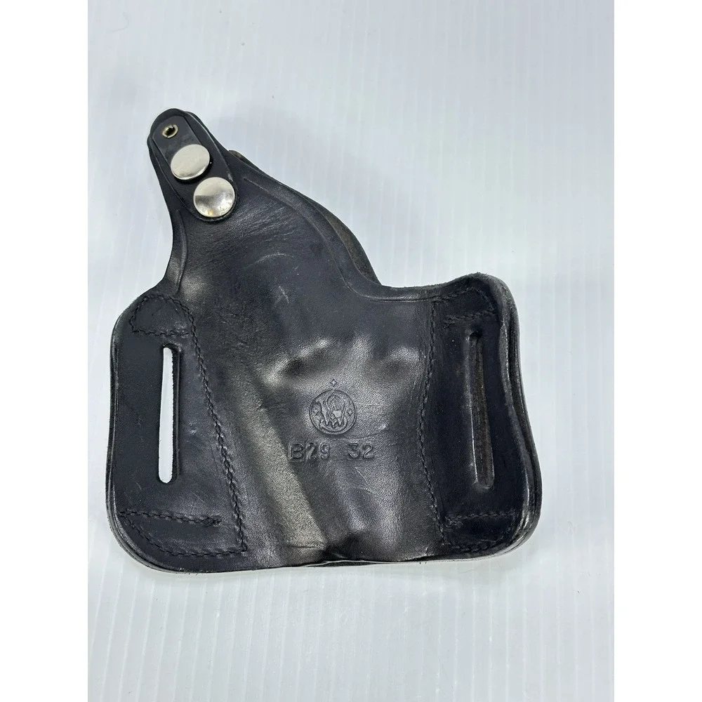 Leather Smith and Wesson‎ Belt Holster B29 32 2 Slot Pancake Handgun Black