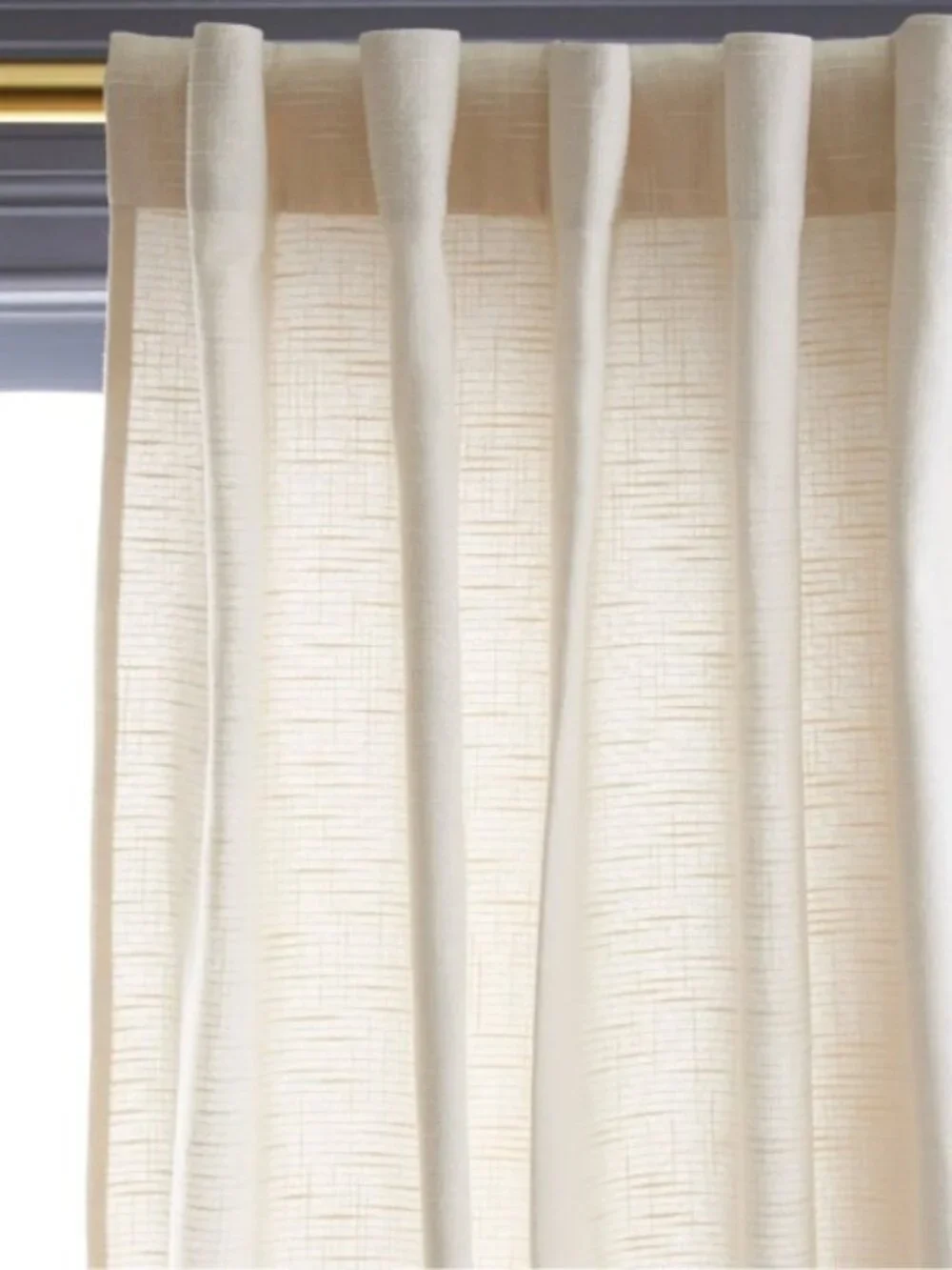 Quince Natural Cotton Slub Lined Curtain Panel 48