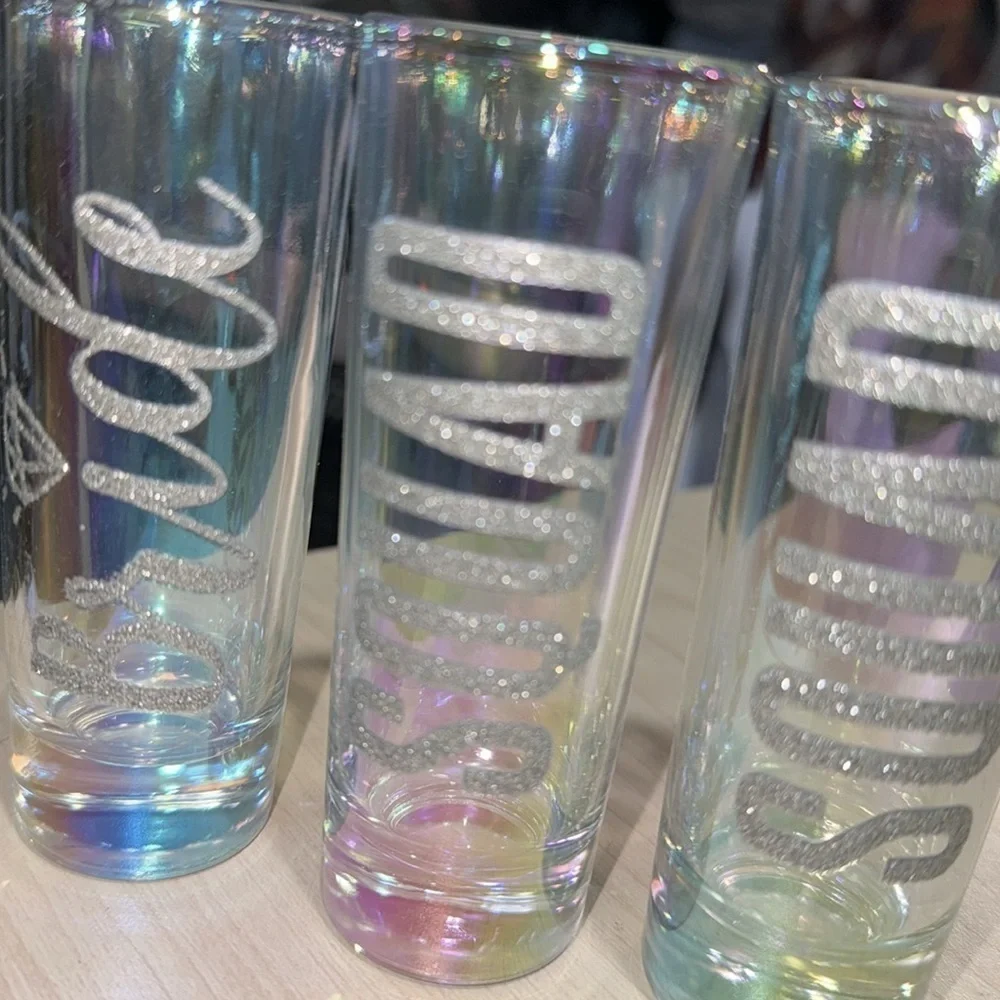 Bachelorette shot glasses set NEW‎ sparkle hologram glass set of 3 party time