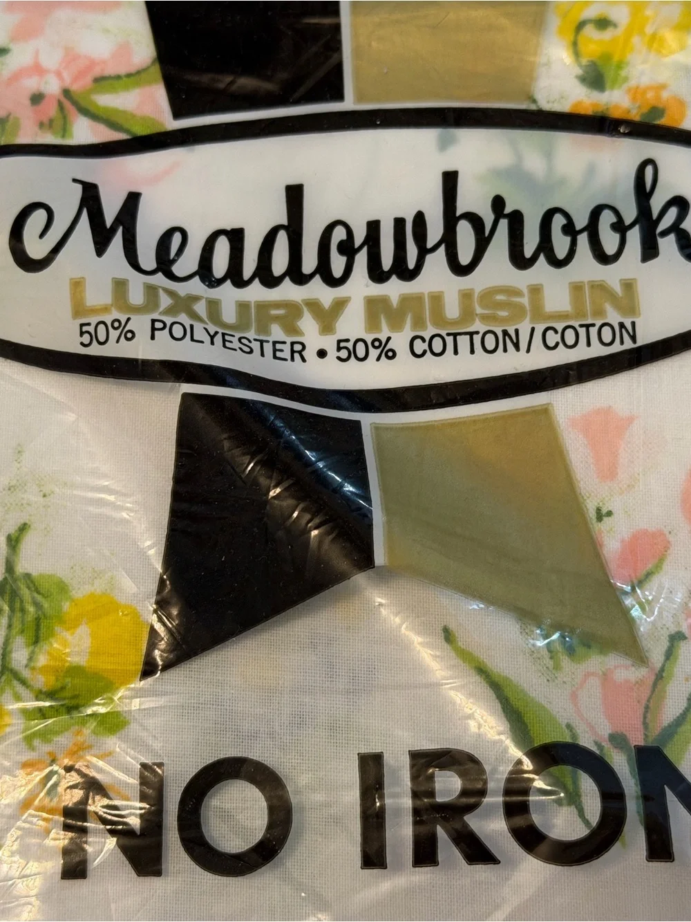 🆕Vintage NOS Meadowbrook luxury muslin Full/Double flat sheet multi floral 1980s