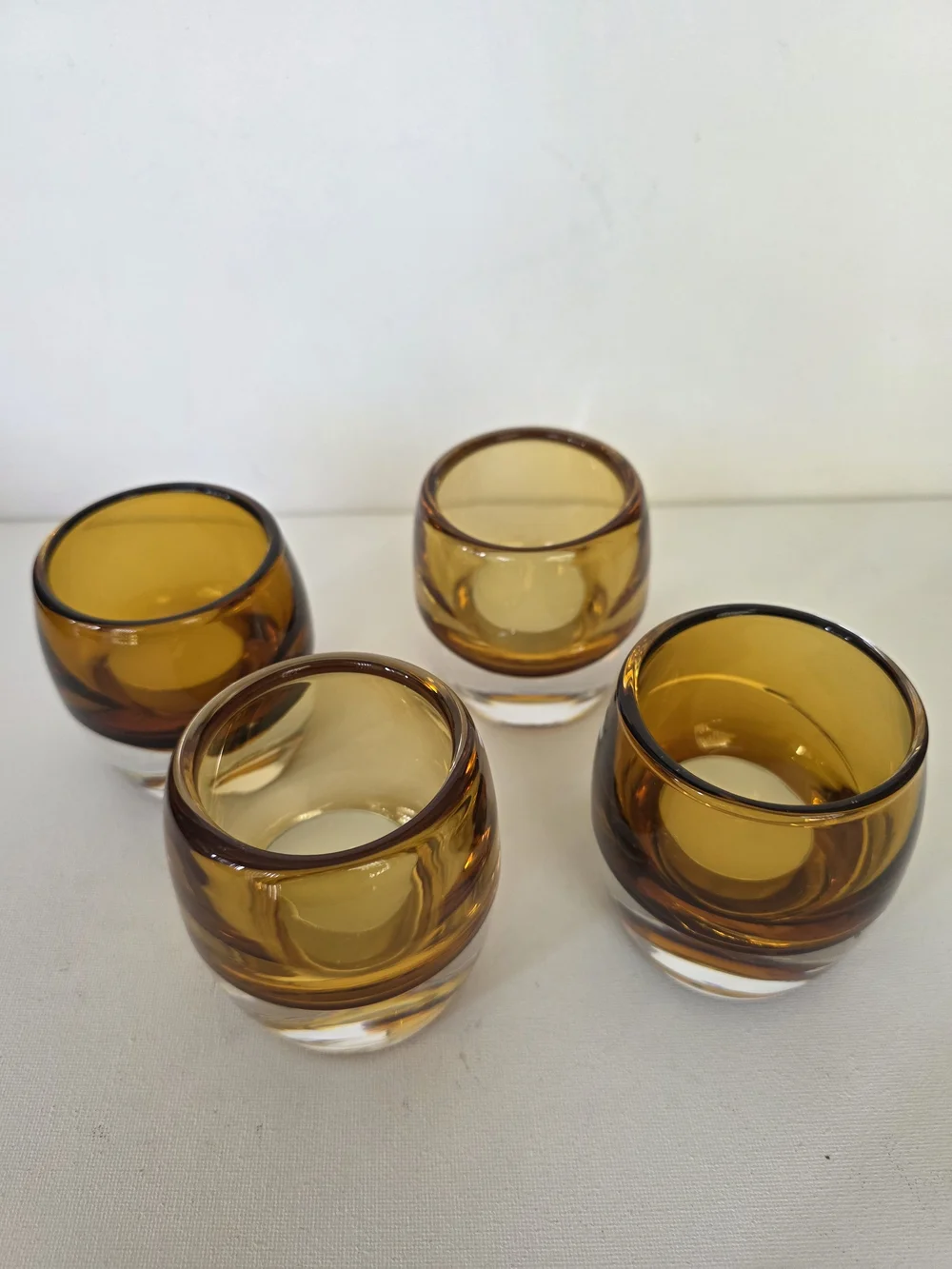 Mikasa Amber and Clear Glass Tealight Holders - Set of 4