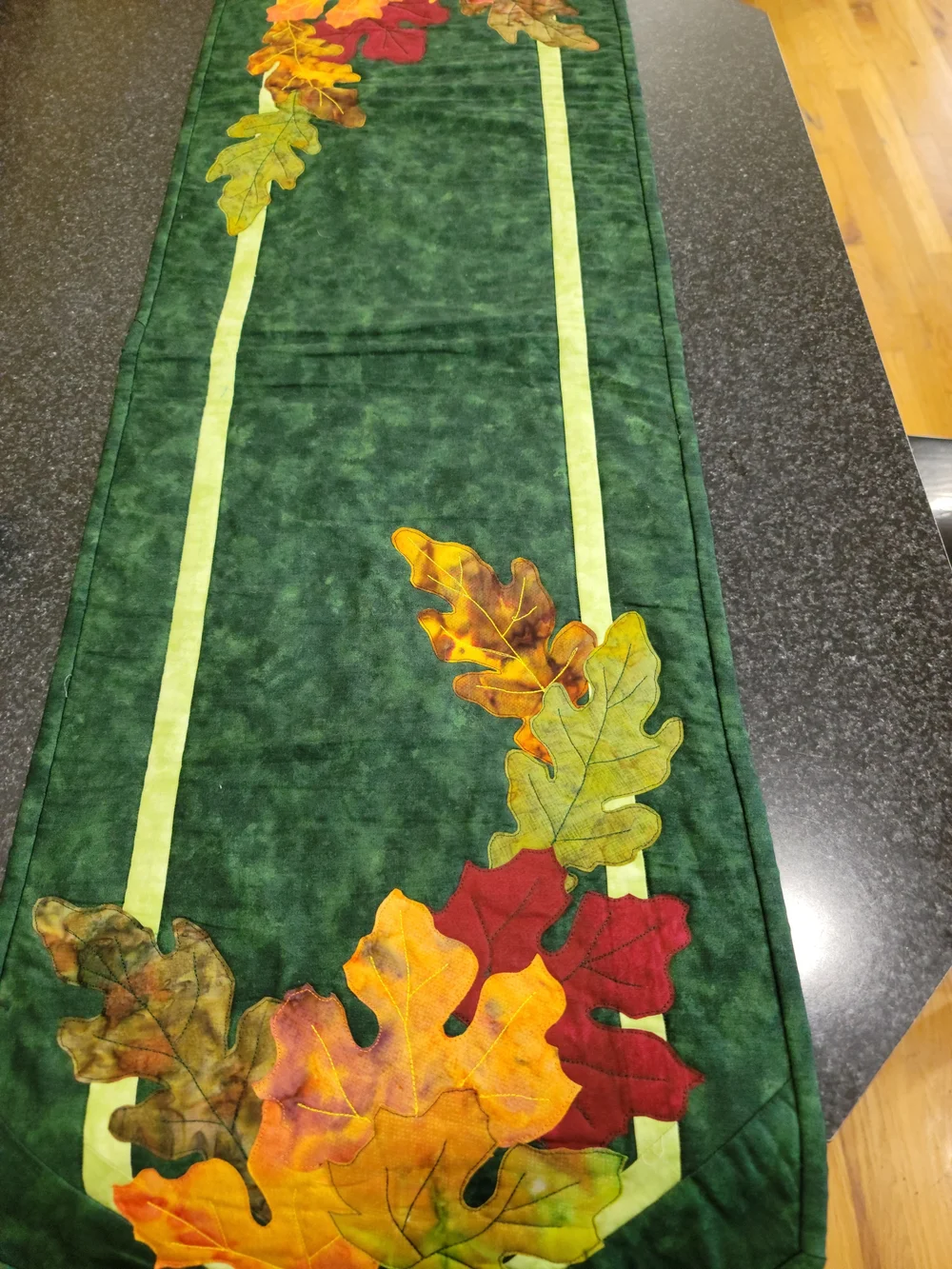 Green Autumn Oak Leaf Table Runner Set Of 2