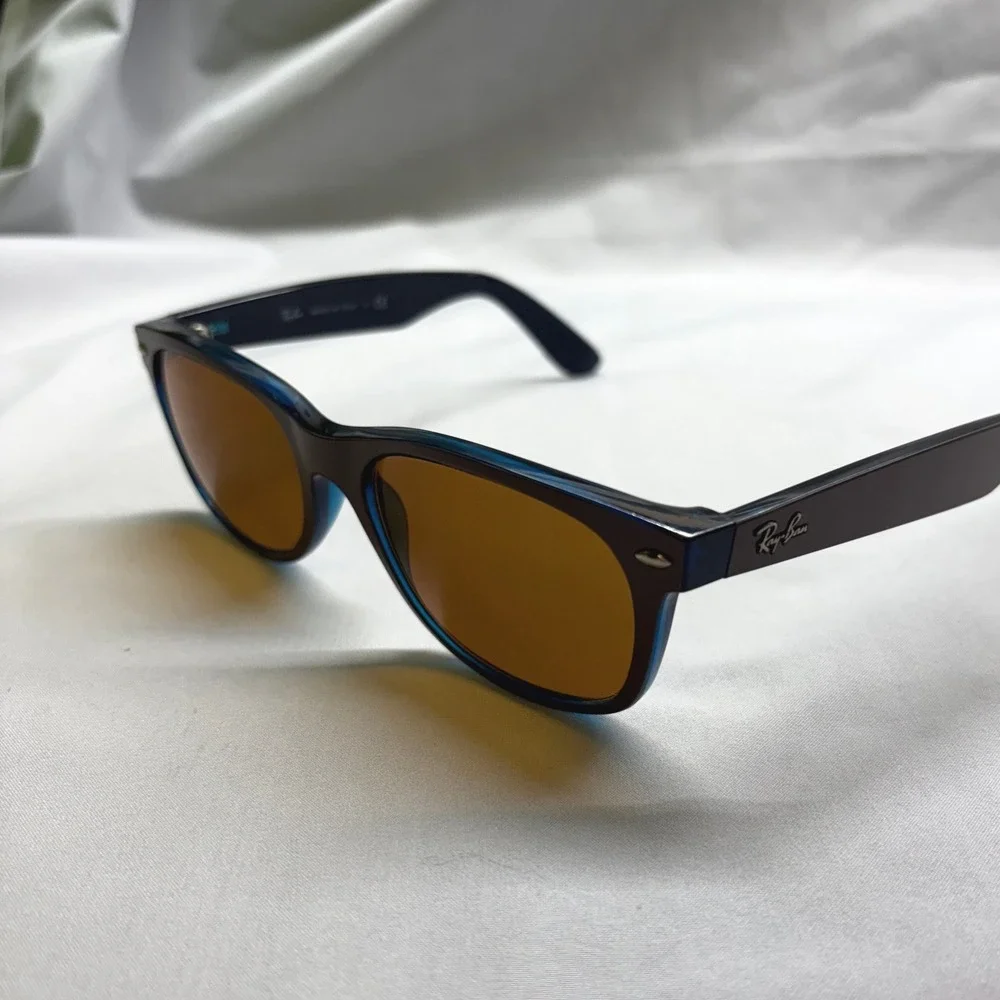 Ray-Ban Used Wayfarer RB2132 Sunglasses Unisex 55mm Blue Brown Good Prescription