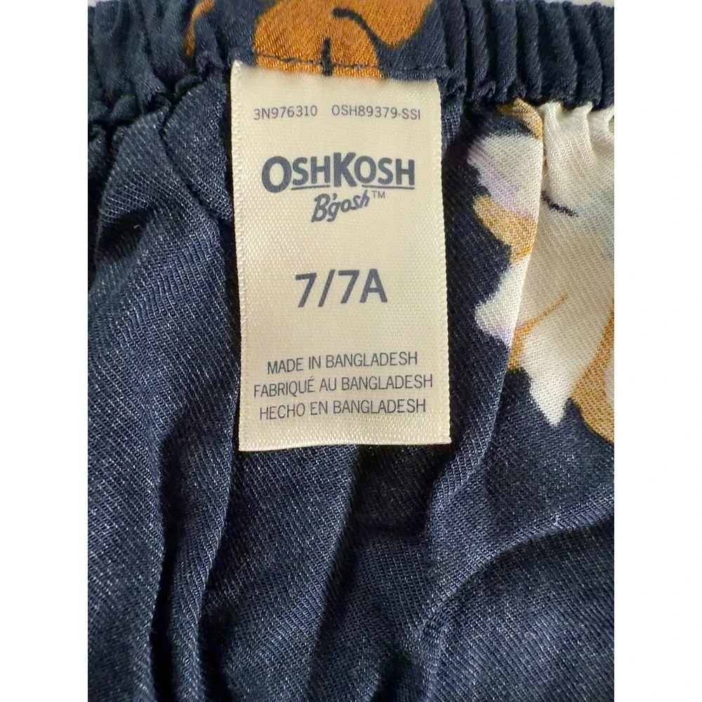 OshKosh Bgosh Girls Navy Blue Floral Maxi Dress Spaghetti Strap Size 7 7A