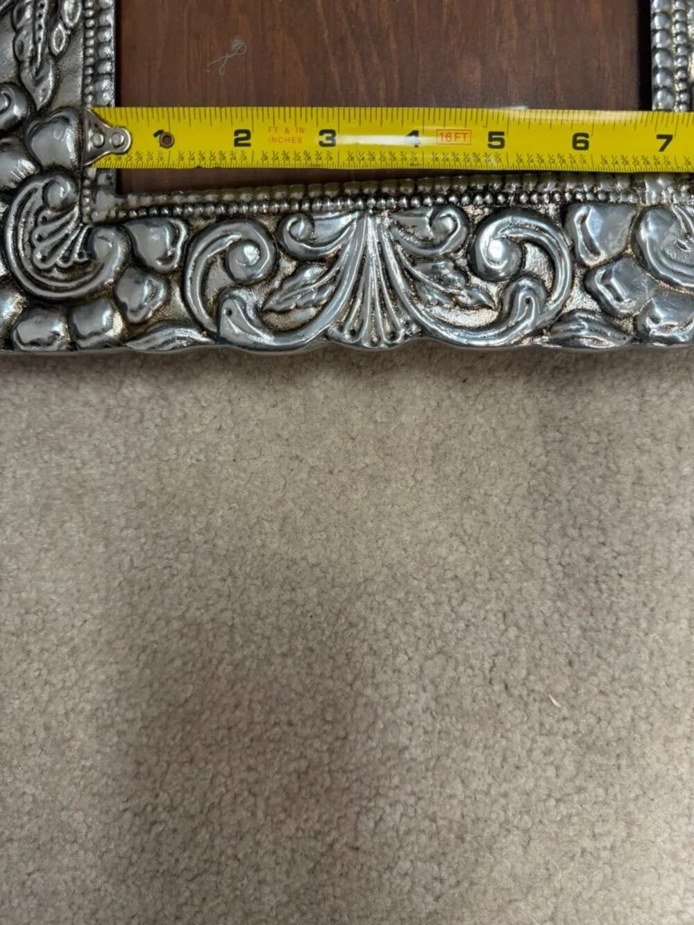 Vintage XEPAN Mexican Repoussé Picture Frame Mixed Metal 16