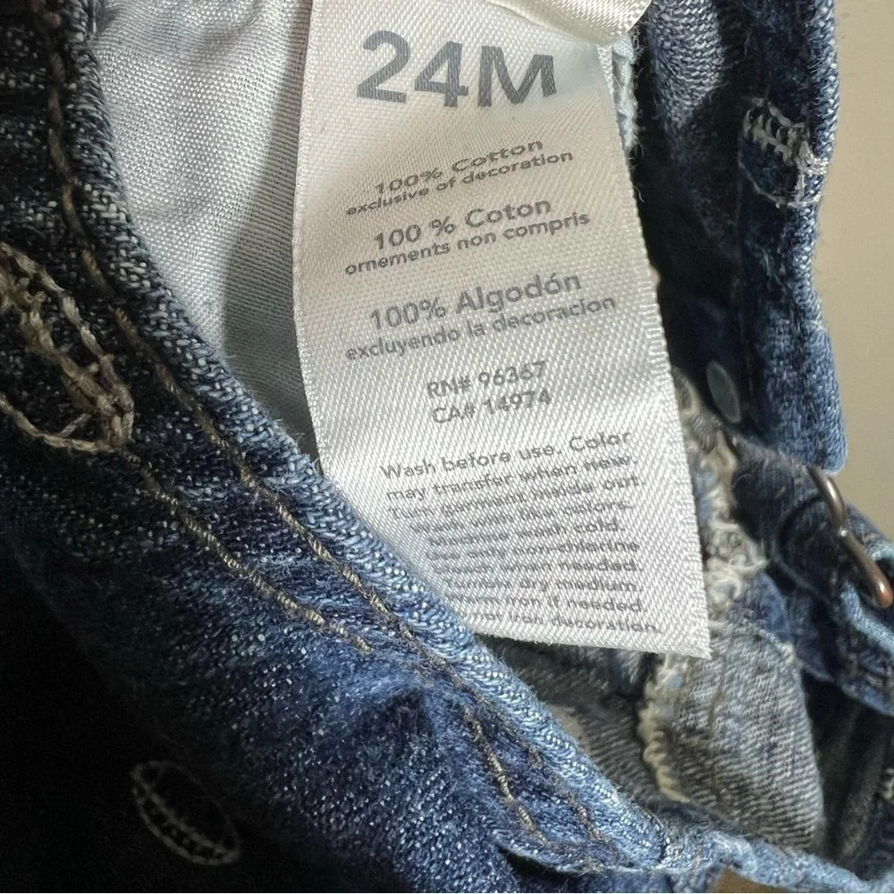 OshKosh B’gosh Toddler Football Embroidered Denim Overalls Size 24M Cotton