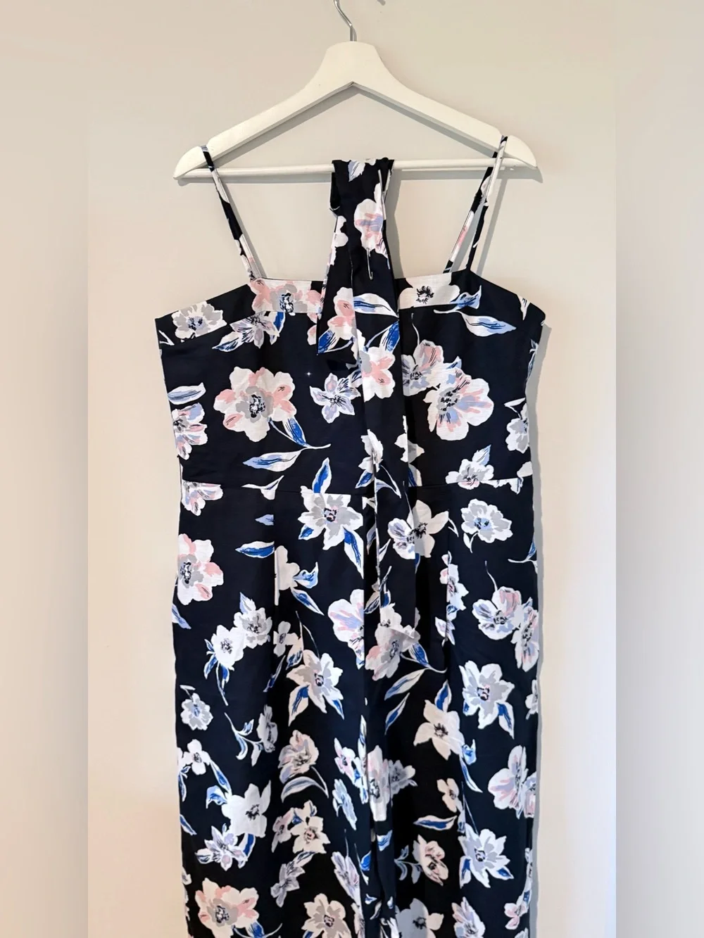 Banana Republic Floral Linen Wide Leg Jumpsuit Women 14 Vacation Travel Casual