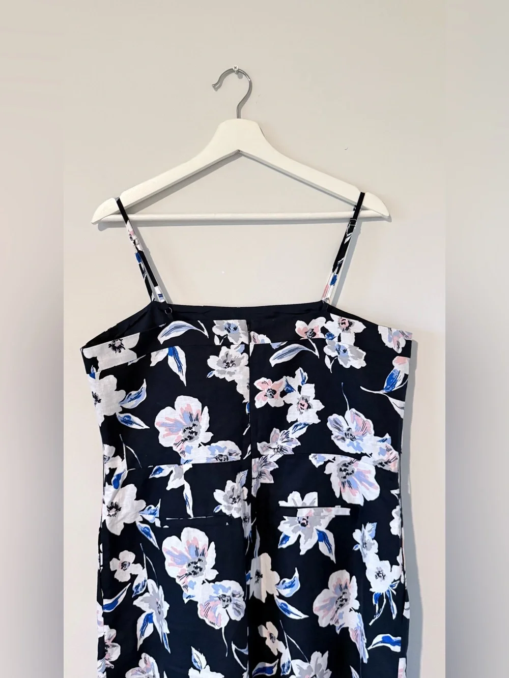 Banana Republic Floral Linen Wide Leg Jumpsuit Women 14 Vacation Travel Casual