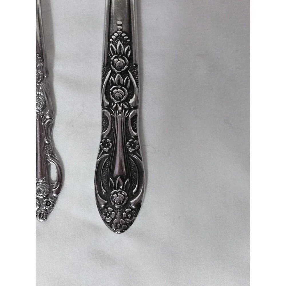 Maxam Ornate Floral Stainless Steel Tableware Flatware Japan 48 pieces