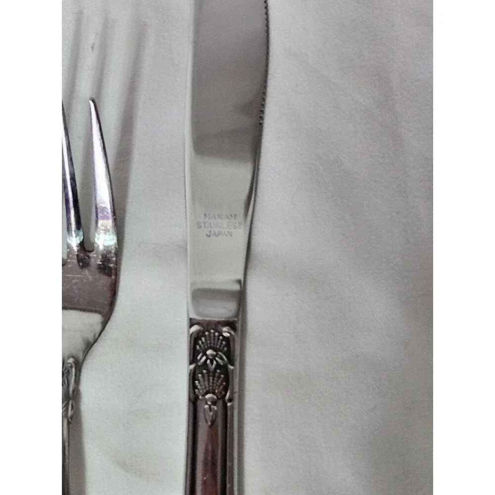 Maxam Ornate Floral Stainless Steel Tableware Flatware Japan 48 pieces