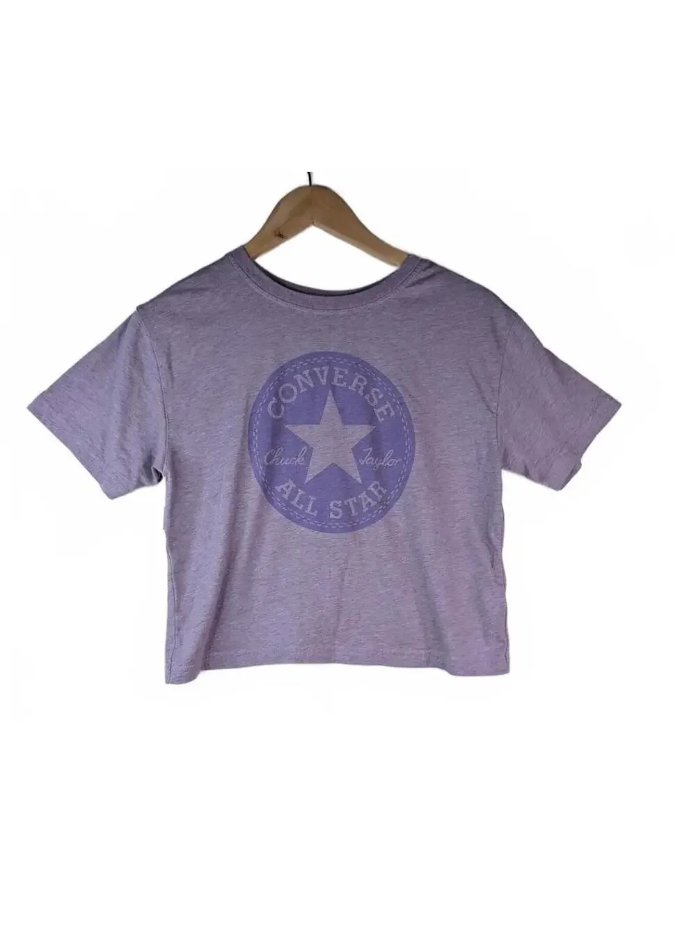 Converse All Star‎ Purple Heather Short Sleeve Crop Graphic Tee Youth Size L