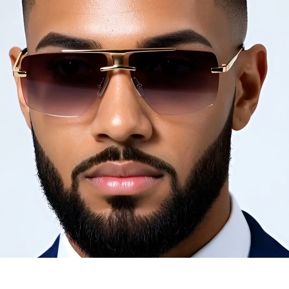 Rimless Sunglasses‎ Men Square Driving Fishing Shades Lentes Gafas Humbres Nuevo