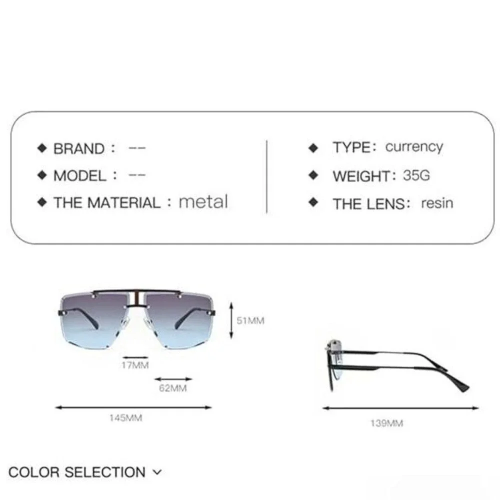 Rimless Sunglasses‎ Men Square Driving Fishing Shades Lentes Gafas Humbres Nuevo