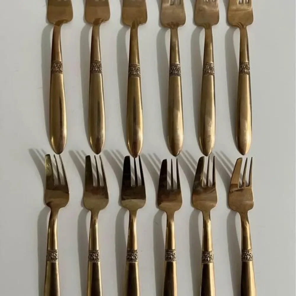 Vintage 27 Pcs Bronze Dessert Flatware Set Brief Case by S. Samran Thailand Co.
