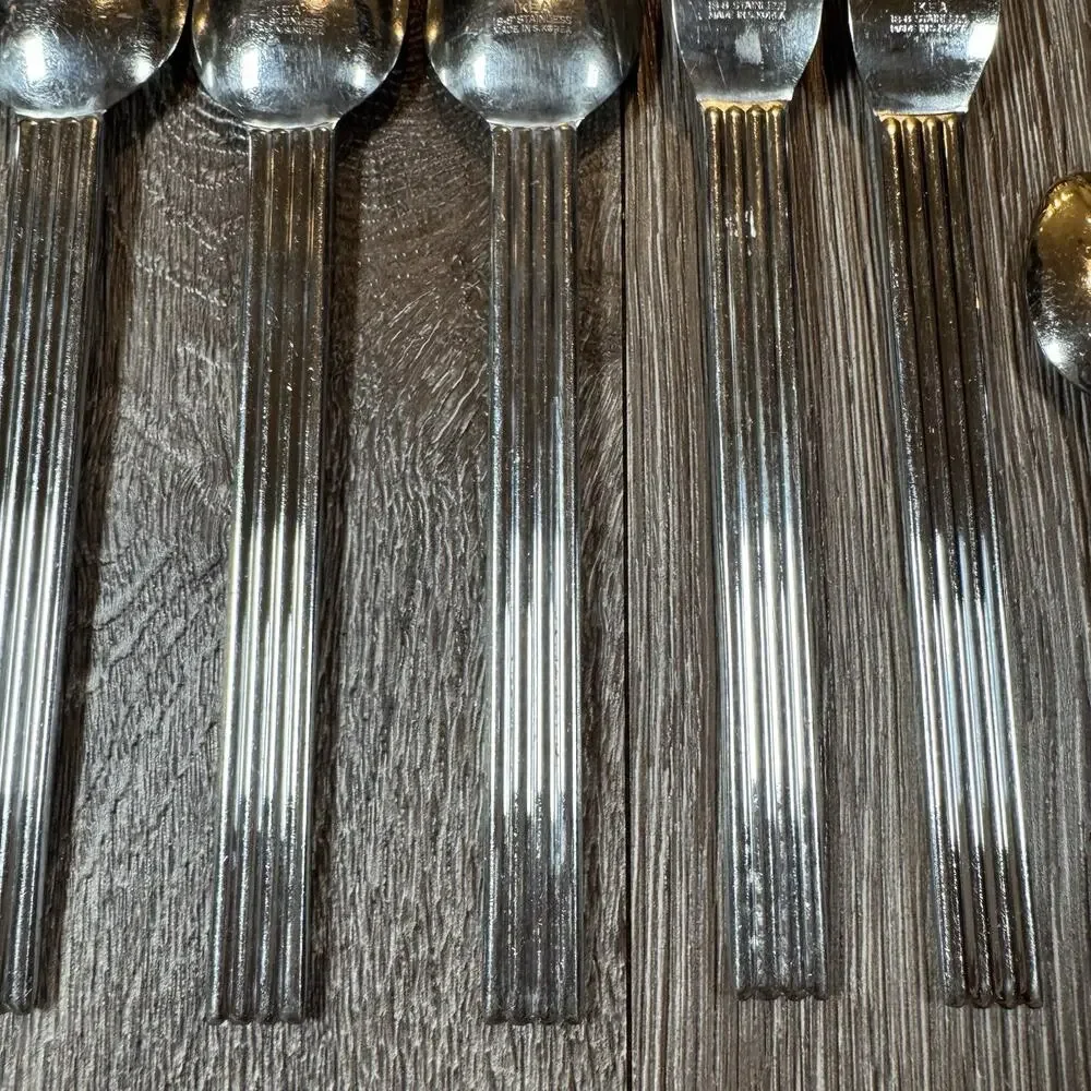 Lot of 12 IKEA Strateg Knives Spoons Forks Flatware Ribbed Ehlen Johansson 1990s