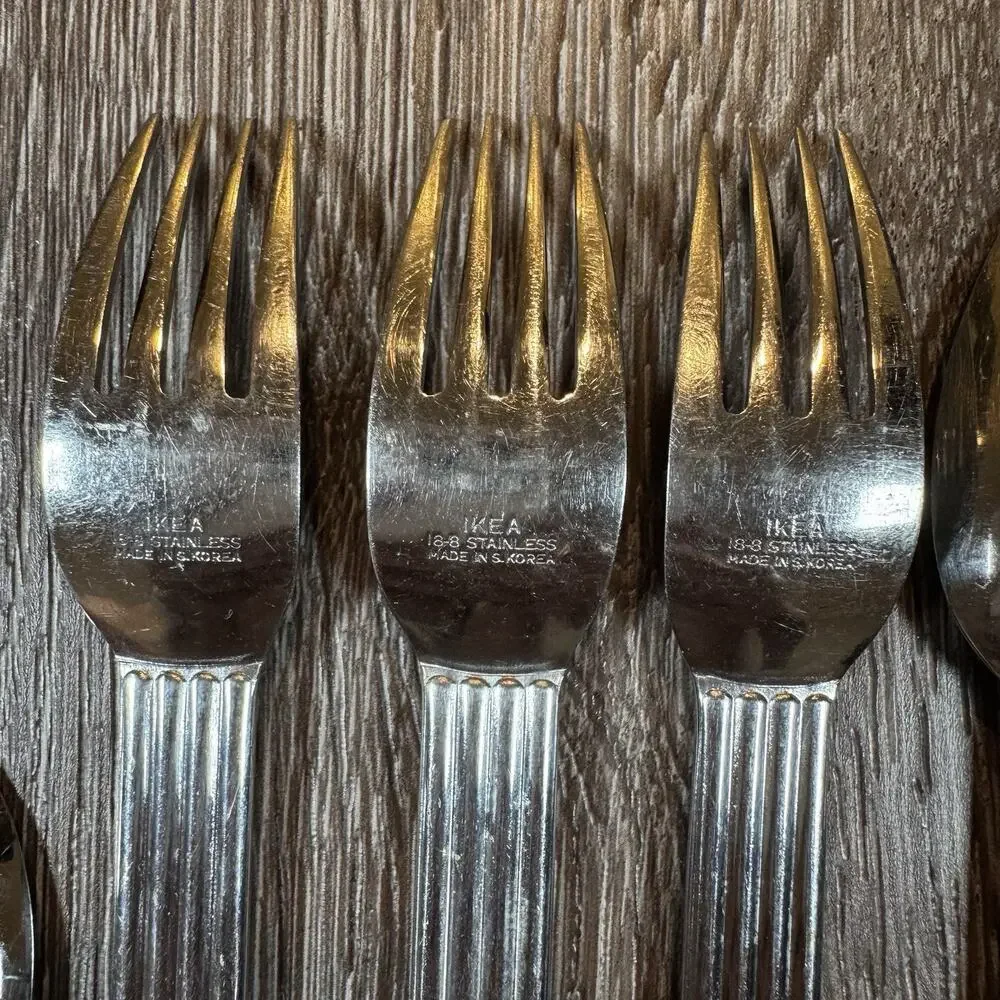 Lot of 13 IKEA Strateg Knives Spoons Forks Flatware Ribbed Ehlen Johansson 1990s