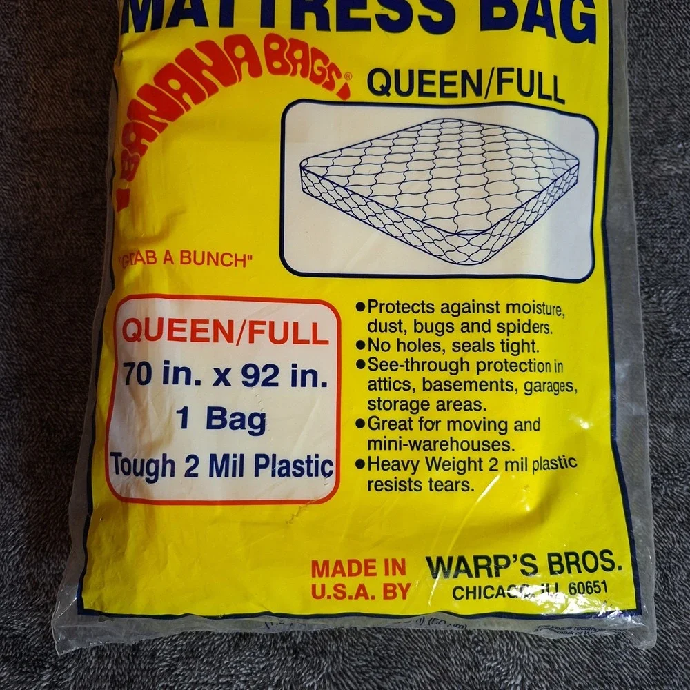 2 Pk Wrap's Coverall Heavy Weight Mattress Bag Queen/Full‎ 2 Mil Plastic Tough
