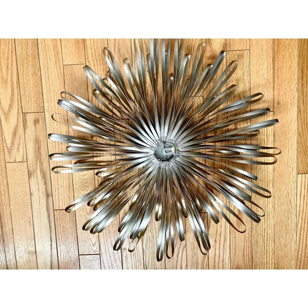 Vintage Starburst Sunburst Mirror Wall Art Gold Metal Mid‎ Century Modern Accent