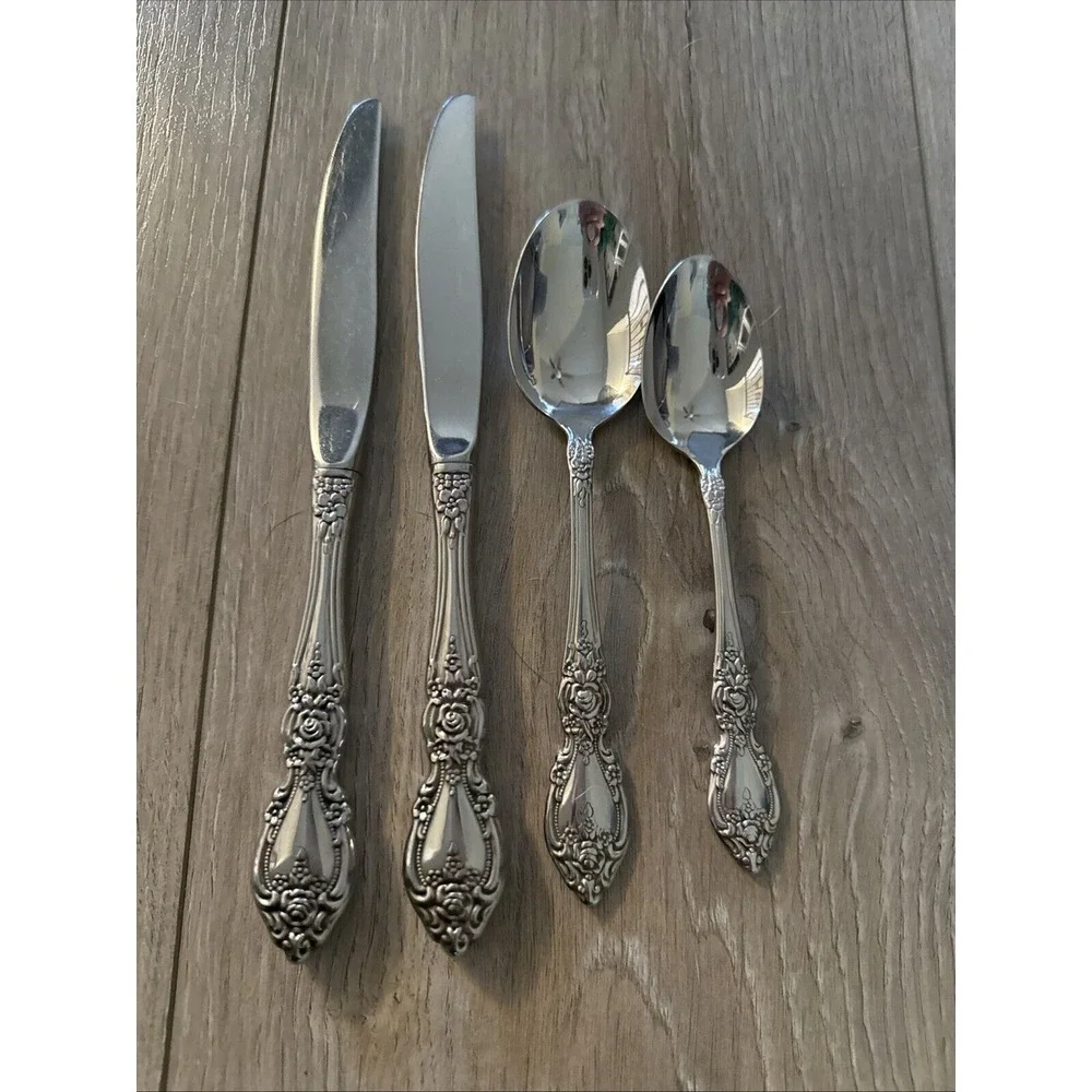 4 PCs Oneida Wordsworth Stainless Glossy USA Silverware Flatware‎ Lot