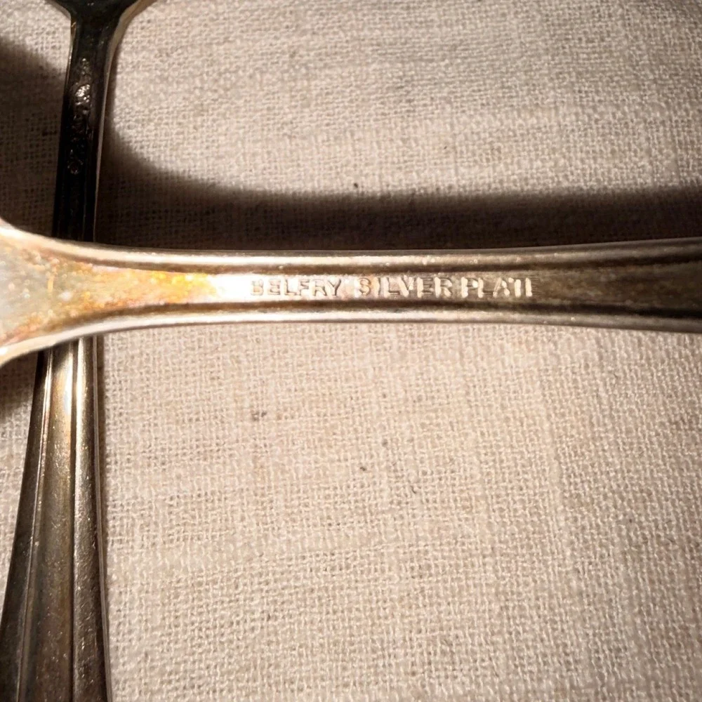 Vintage Belfry‎ Silver Plate Floral Spoons Set of 4 Tarnished Flatware