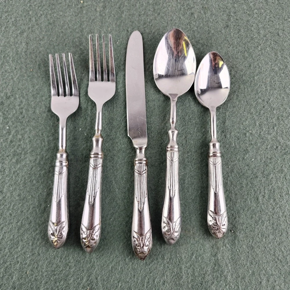 5 Piece Place Setting Pier 1 Imports PII15 Flatware Stainless 18/8 India Vintage