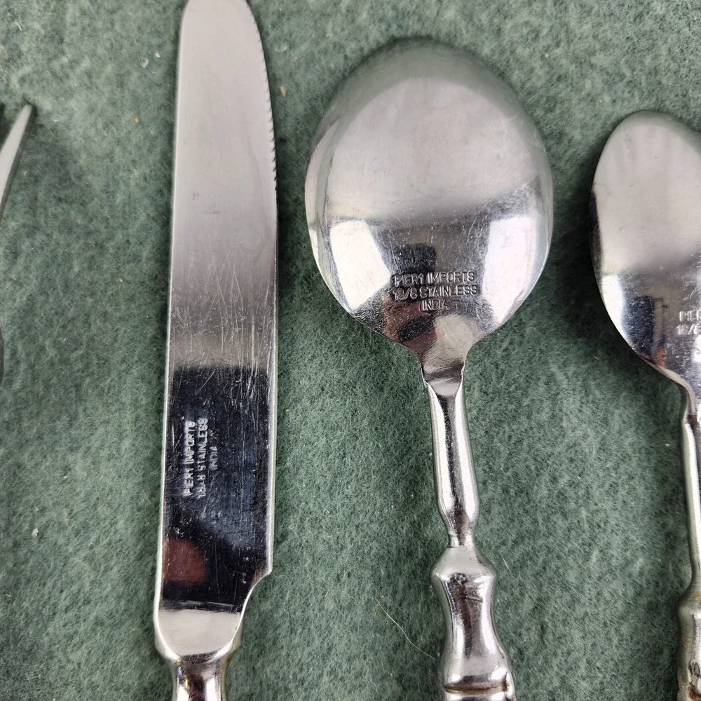 5 Piece Place Setting Pier 1 Imports PII15 Flatware Stainless 18/8 India Vintage