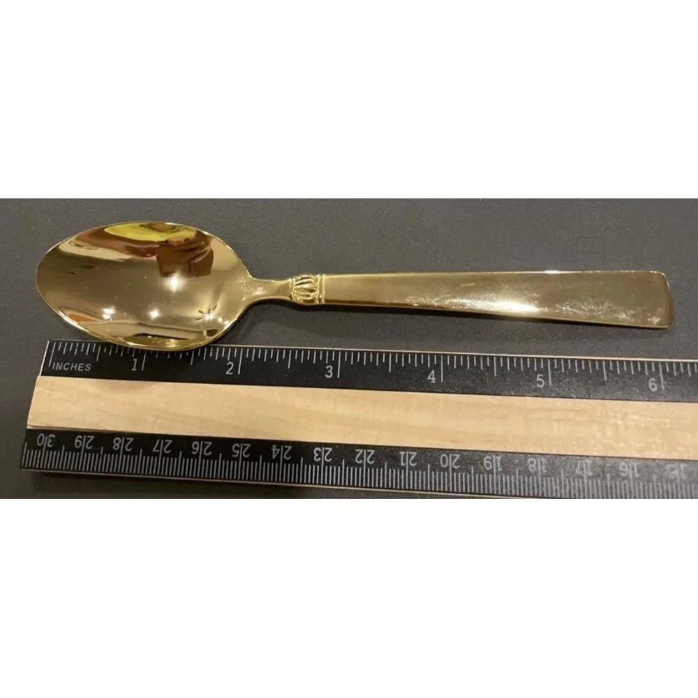 Reed & Barton Sanderling Set Of 6‎ Teaspoons Korea Gold Electroplate Stainless