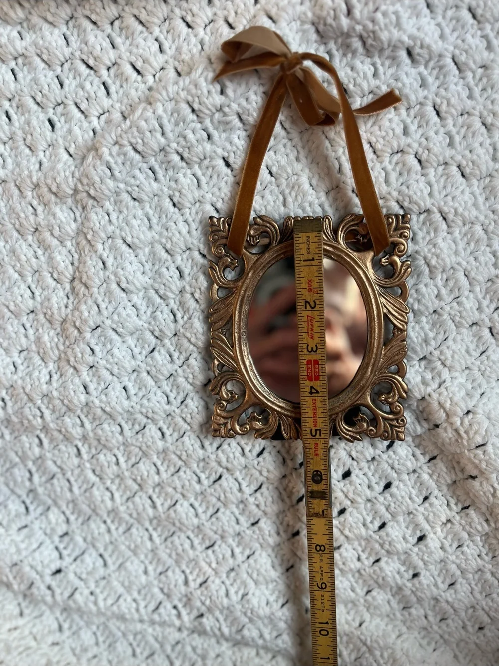 Ornate Small Decorative Mirror in Antique Gold