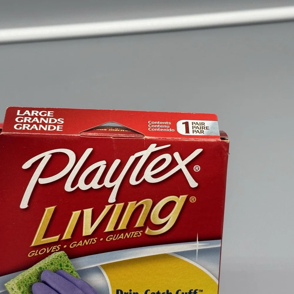 Playtex Living Drip-Catch Cuff Cleaning Gloves Large Purple 1 Pair New NOS