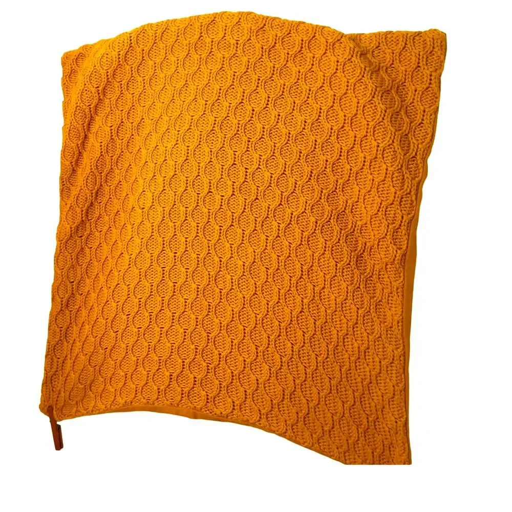 Safavieh Gold Waffle Knit Texture Cotton Throw Pillow 26 x 26 New