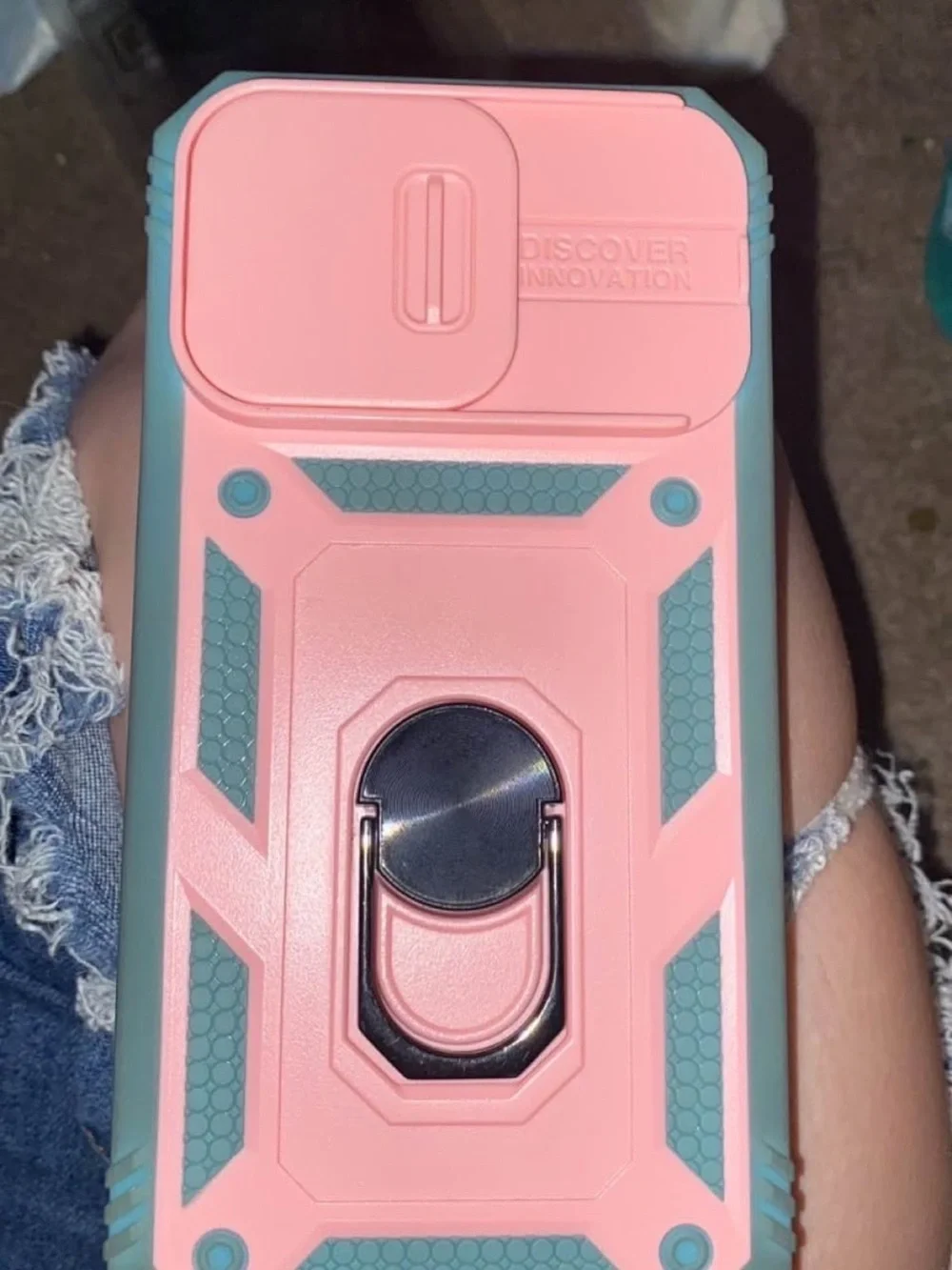 SHEIN  Phone Case with Pink Trim and Teal Bumper