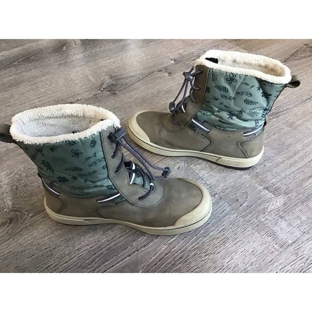 Keen Warm Size 5 Junior Girls Blue Gray Leather Snow Kids Youth Boots 1024145