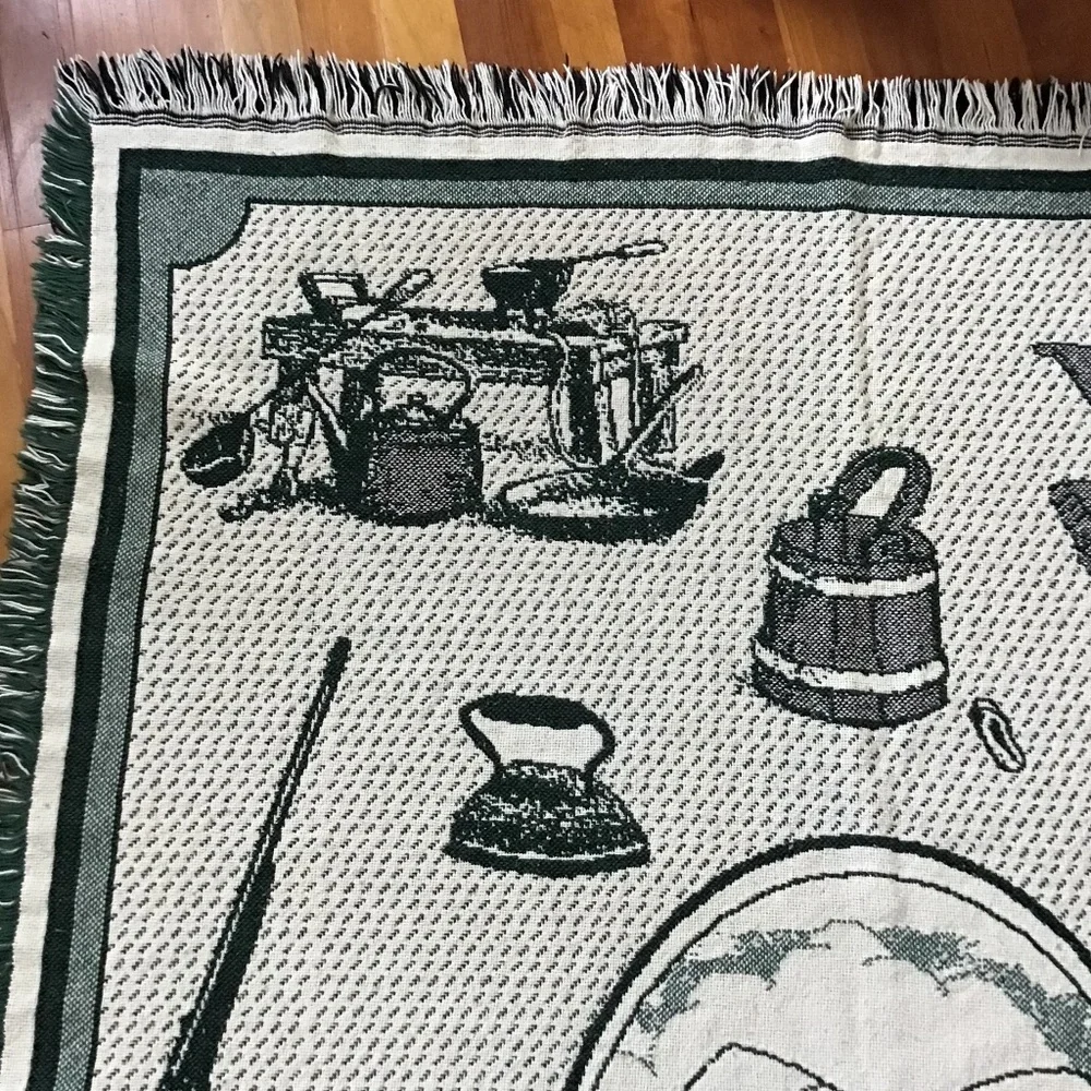 Laura Ingalls Wilder Vintage Throw Birthplace Wisconsin Dark Green Blanket