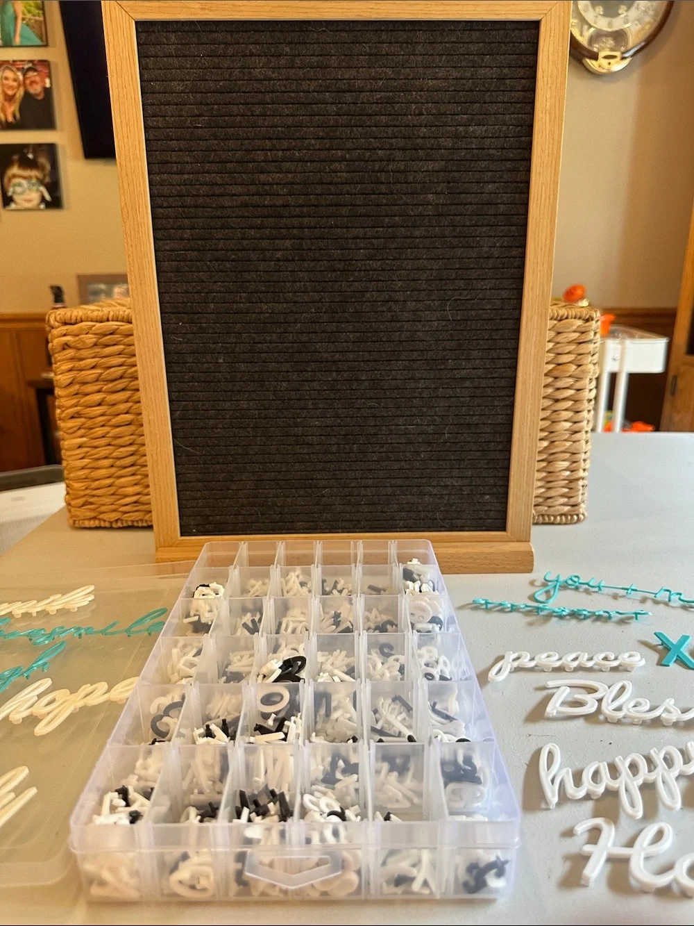 Hobby Lobby Teal White Black Decorative Script Words and Felt Letter Board Kit
