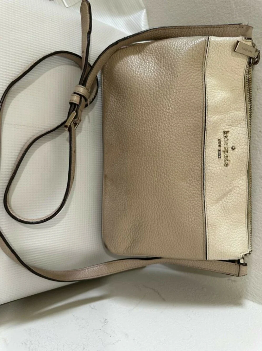 Kate Spade Leila Colorblock Triple Gusset Crossbody Warm Beige Mint