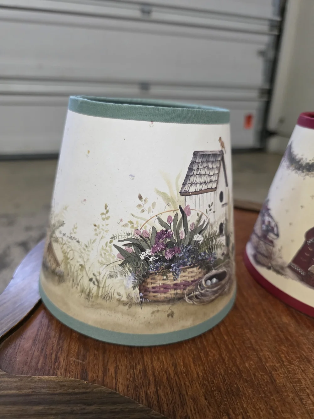 Longaberger Vintage-Style Lamp Shade Set in Teal and Burgundy