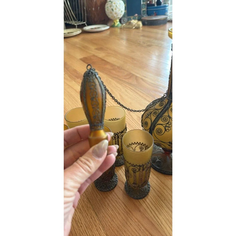 Unbranded green floral decanter