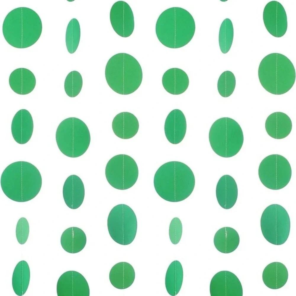 Green Paper Garland Circle Dot Party Banner Streamer Backdrop Hanging Decoration