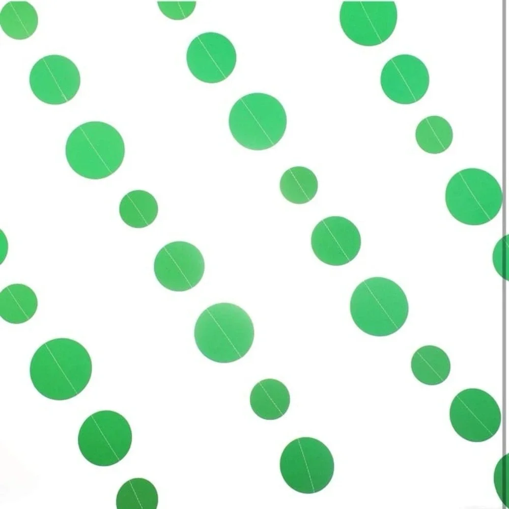 Green Paper Garland Circle Dot Party Banner Streamer Backdrop Hanging Decoration