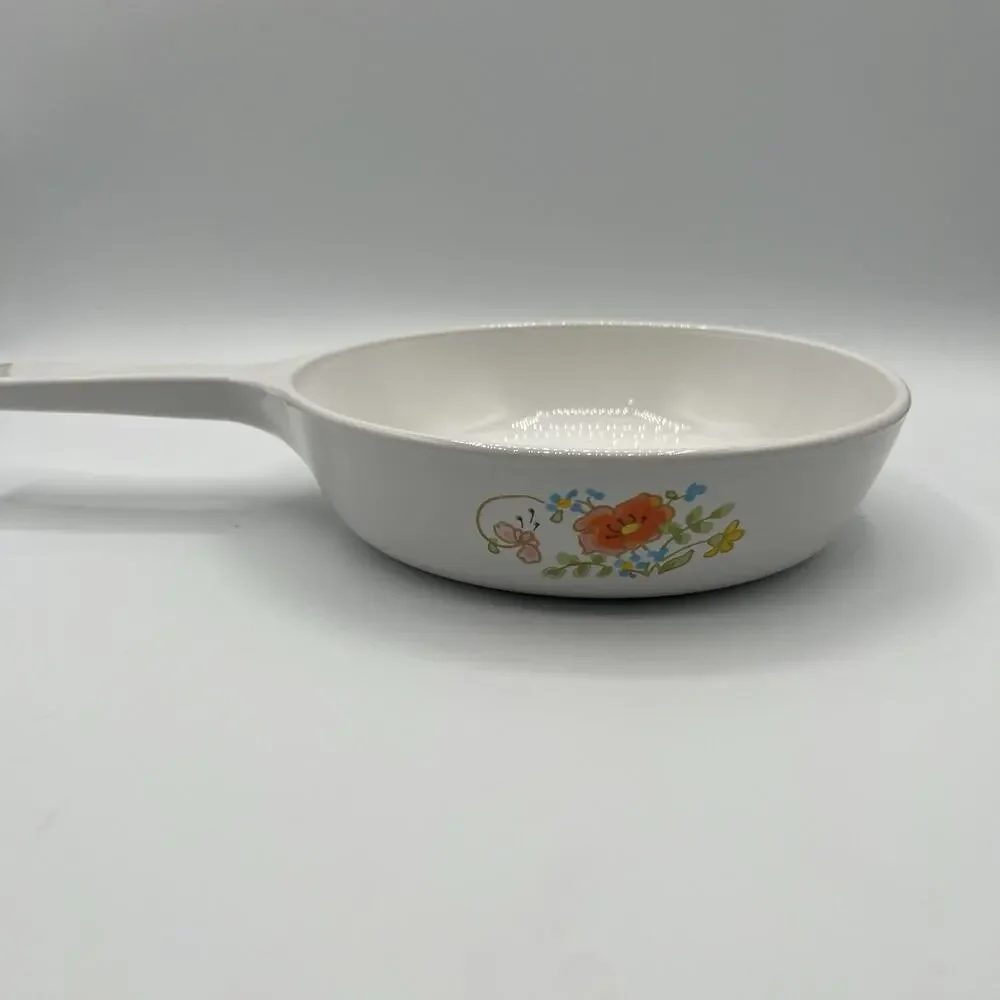 Vintage CorningWare F-83-B 6.5” Skillet Frying Pan Floral Butterfly Pattern