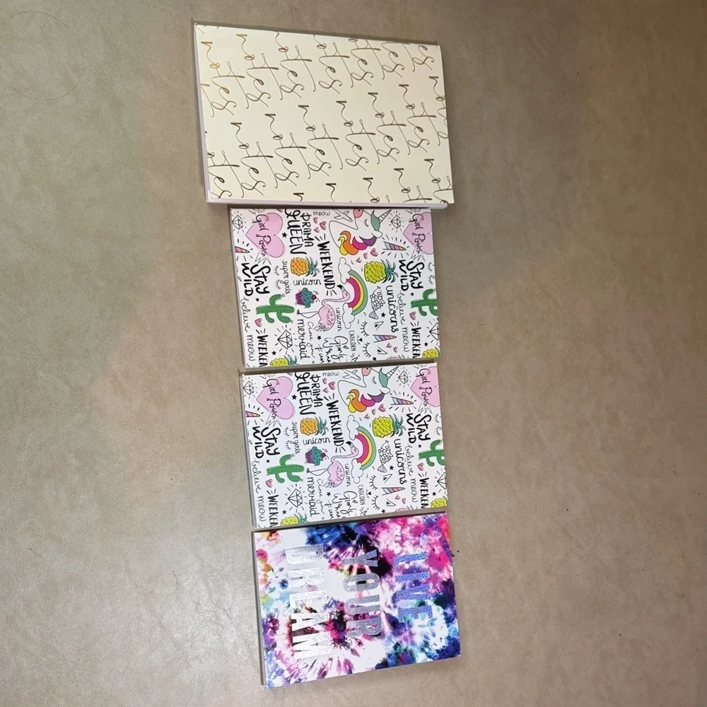 CrownJewlz Colorful Notebooks Set of 4 with Fun Designs
