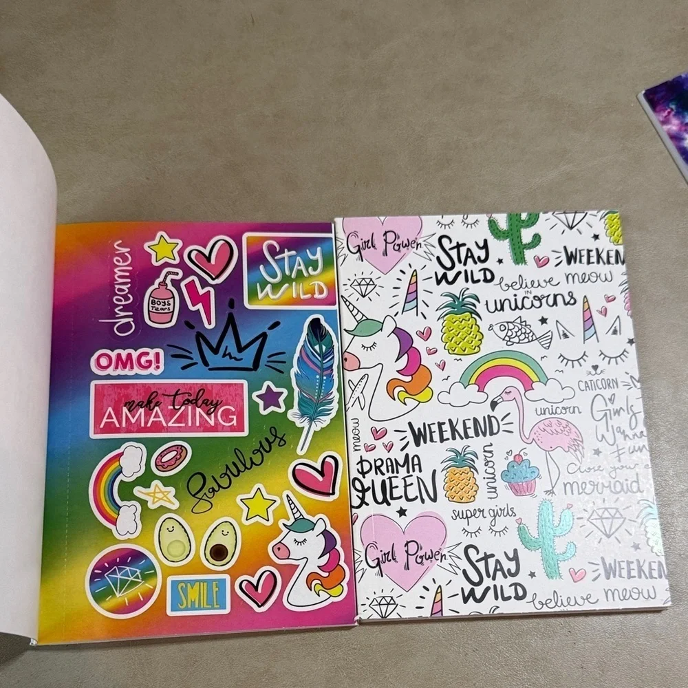CrownJewlz Colorful Notebooks Set of 4 with Fun Designs