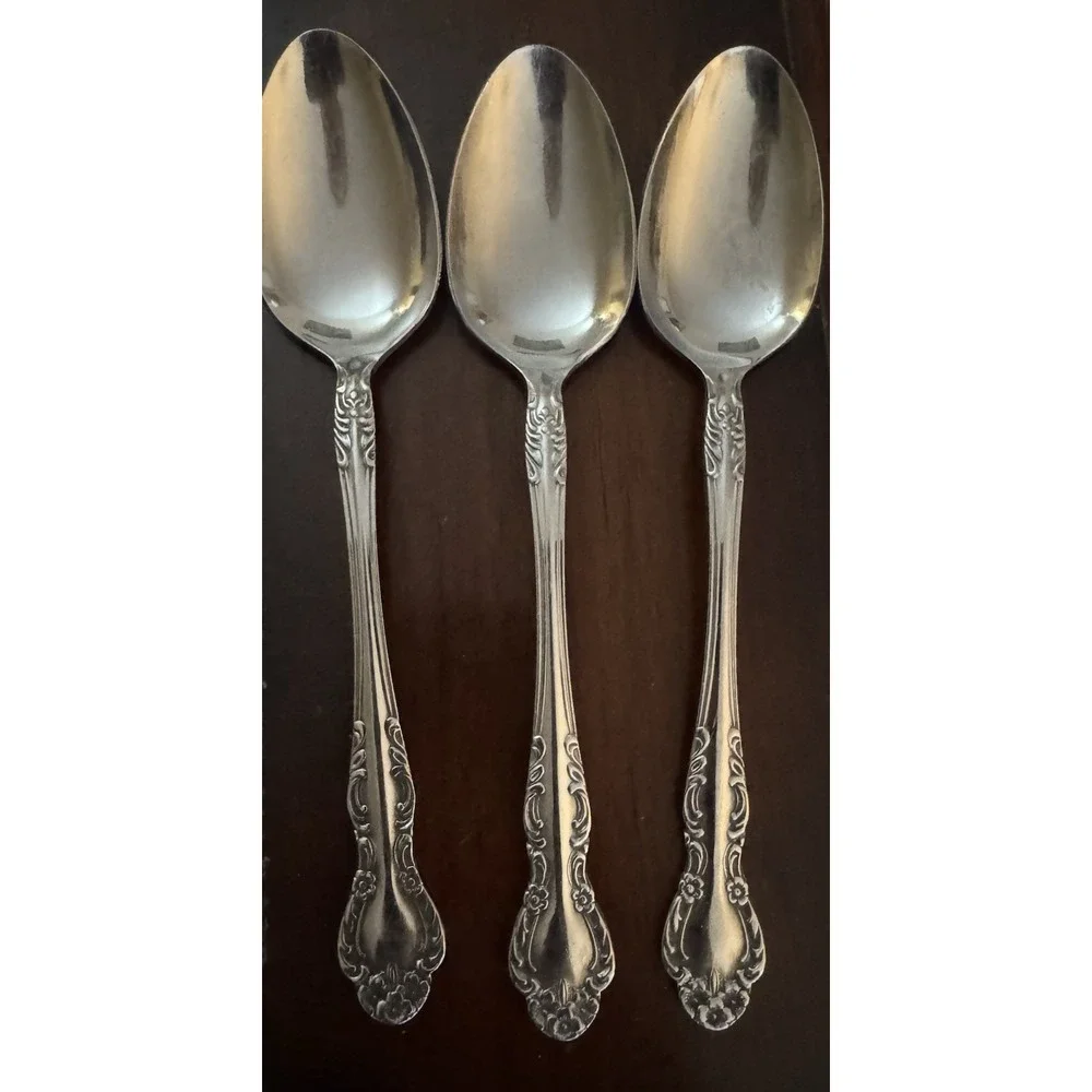EKCO Eterna made in Japan, Set of 3 Spoon, stainless steel, floral handle
