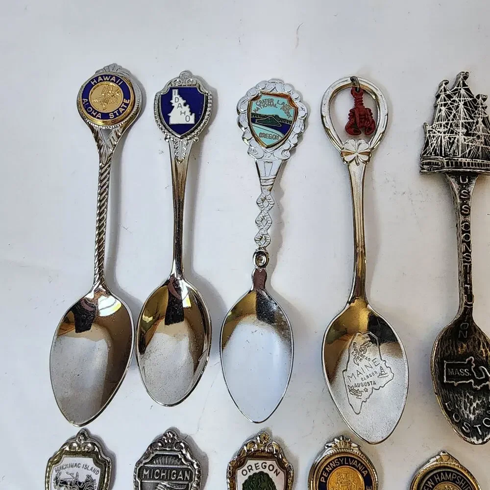 Lot Of 16 Souvenier Spoons United States Collector Vintage Assorted