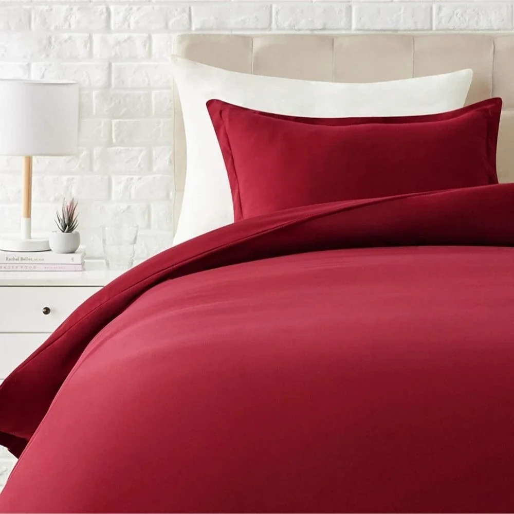 Microfiber Twin Duvet Cover Set Burgundy
